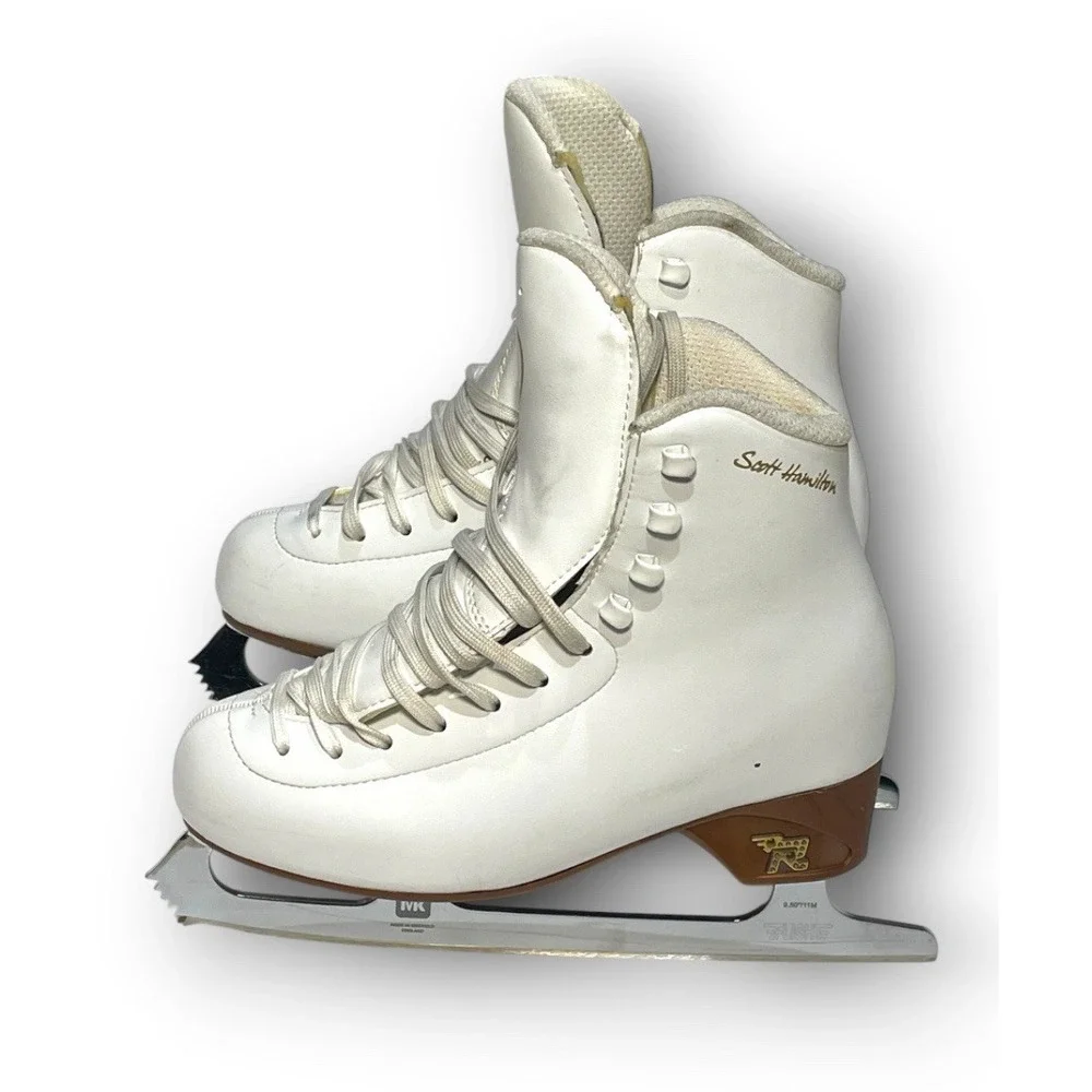 Risport Scott Hamilton Figure Skates Size 250 US Women 7 MK Flight Blades 9.5